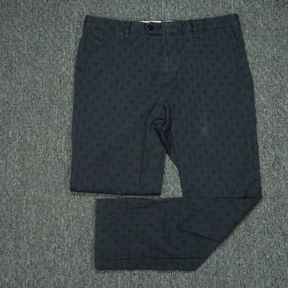 Etro Pants Mens 34x29 Blue Geo Chino Flat Front Trousers Italy